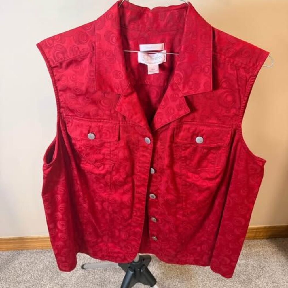 C.J. Banks Red Patterned Vest